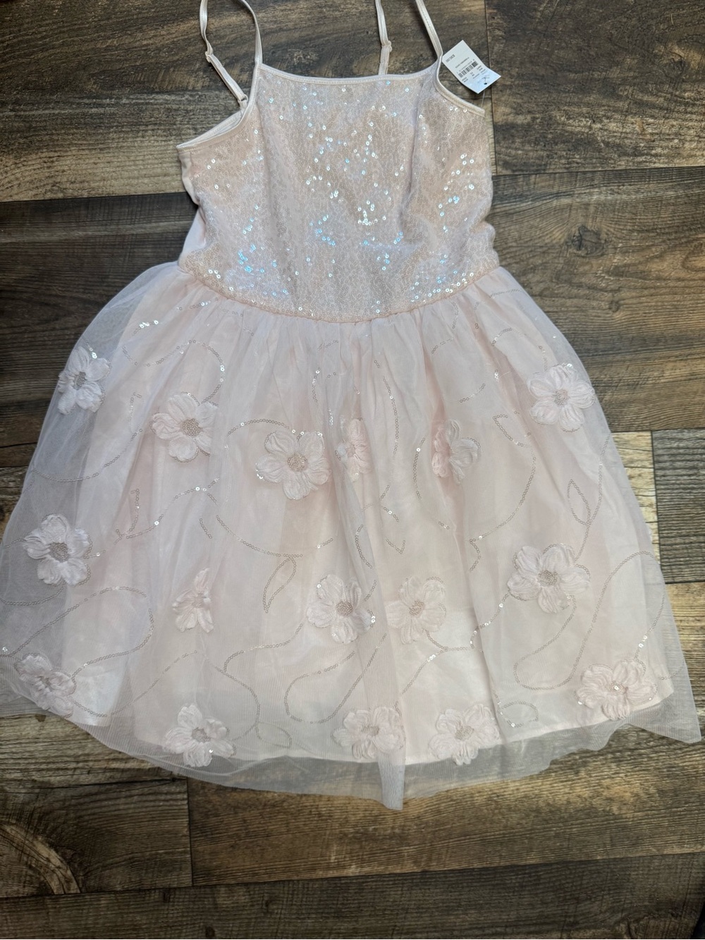 Zhenzi Pink Sequin Floral Tulle Party Dress